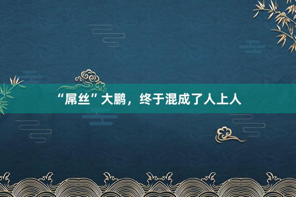 “屌丝”大鹏，终于混成了人上人