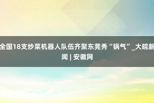 全国18支炒菜机器人队伍齐聚东莞秀“锅气”_大皖新闻 | 安徽网