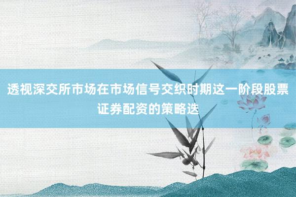 透视深交所市场在市场信号交织时期这一阶段股票证券配资的策略迭