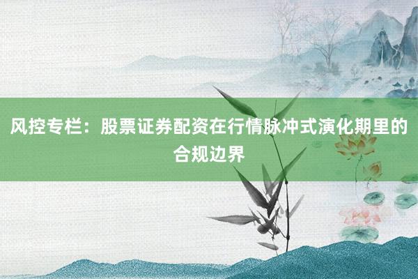 风控专栏：股票证券配资在行情脉冲式演化期里的合规边界