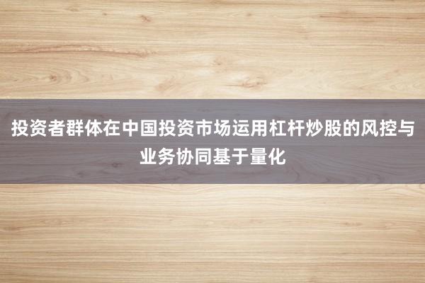 投资者群体在中国投资市场运用杠杆炒股的风控与业务协同基于量化
