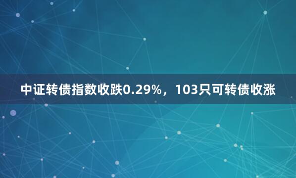 中证转债指数收跌0.29%，103只可转债收涨