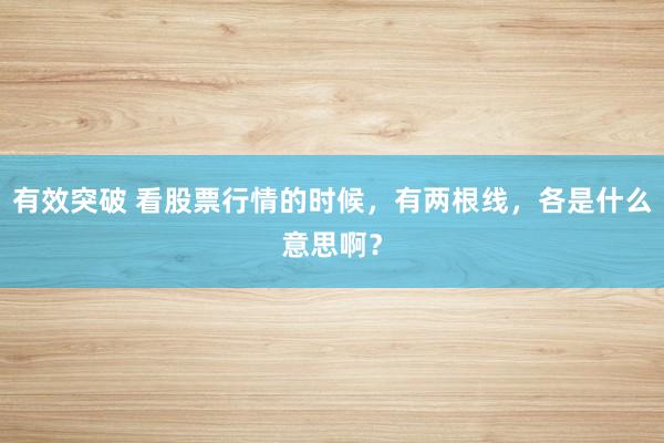 有效突破 看股票行情的时候，有两根线，各是什么意思啊？
