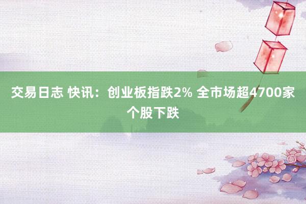 交易日志 快讯：创业板指跌2% 全市场超4700家个股下跌