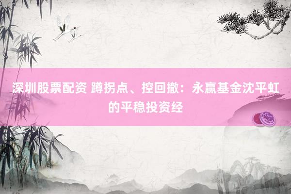 深圳股票配资 蹲拐点、控回撤:永赢基金沈平虹的平稳投资经