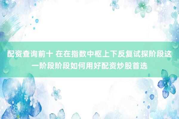 配资查询前十 在在指数中枢上下反复试探阶段这一阶段阶段如何用好配资炒股首选