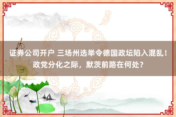 证券公司开户 三场州选举令德国政坛陷入混乱！政党分化之际，默茨前路在何处？