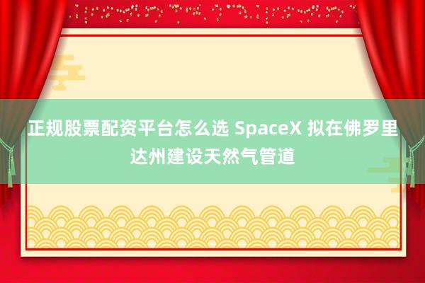 正规股票配资平台怎么选 SpaceX 拟在佛罗里达州建设天然气管道